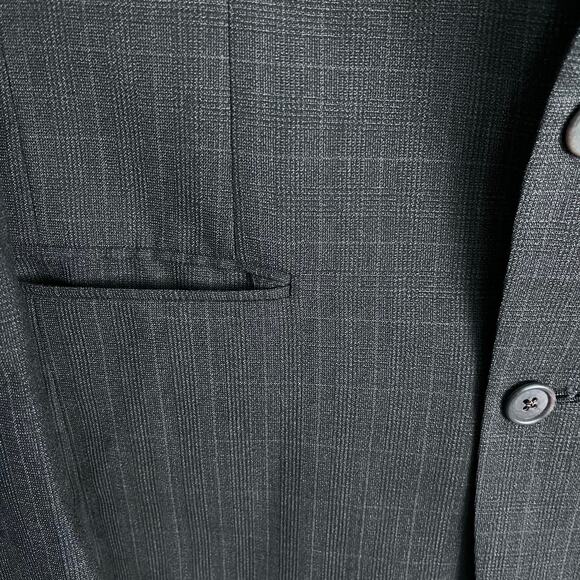 Jos. A. Bank Plaid Window Pane Gray 3 Button Sport Coat Jacket Career 39R - Picture 3 of 9